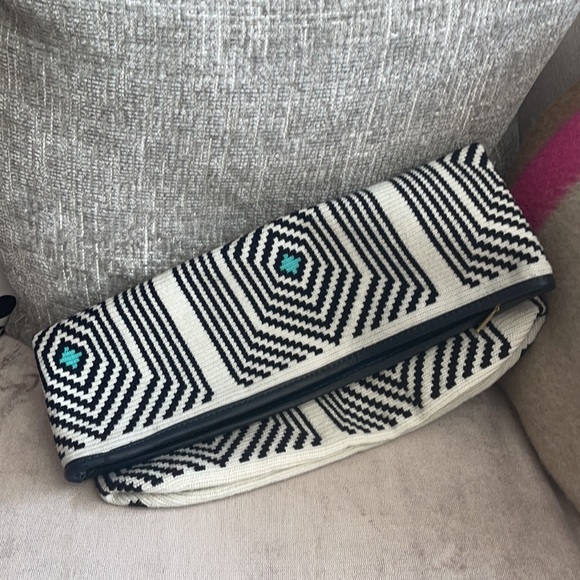 Sophie Anderson Camille Navy Green Natural Clutch - Picture 3 of 15